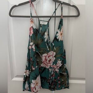Sage Tropical Floral Camisole - M